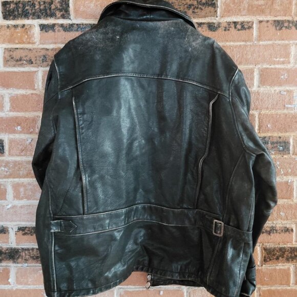 Kenneth Black Distressed Leather Moto Coat Jacket - Size XL  As-Is - Picture 3 of 6